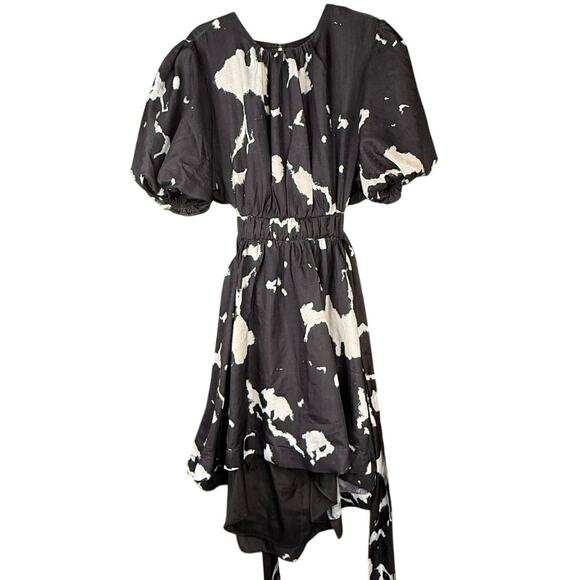 L'ATISTE BY AMY 1X Cut Out Mini Dress w/Balloon Sleeves Black & White Tie Dye - Picture 1 of 13